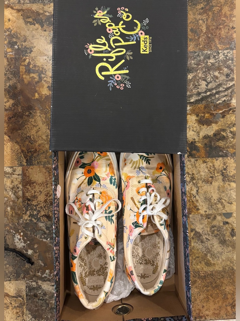 Keds Floral Canvas Sneakers in Cream, Orange, Green, Pink